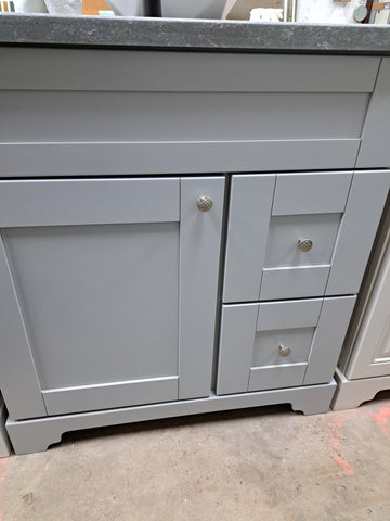 30" GREY VANITY with Concrete Leather Quartz Top