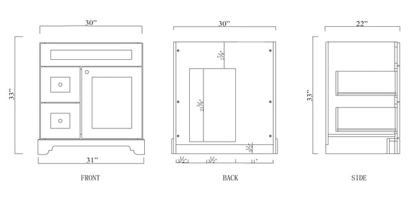 30" White Vanity with Quartz top and Sink $850