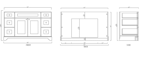 54" Espresso Damian Vanity Base Only