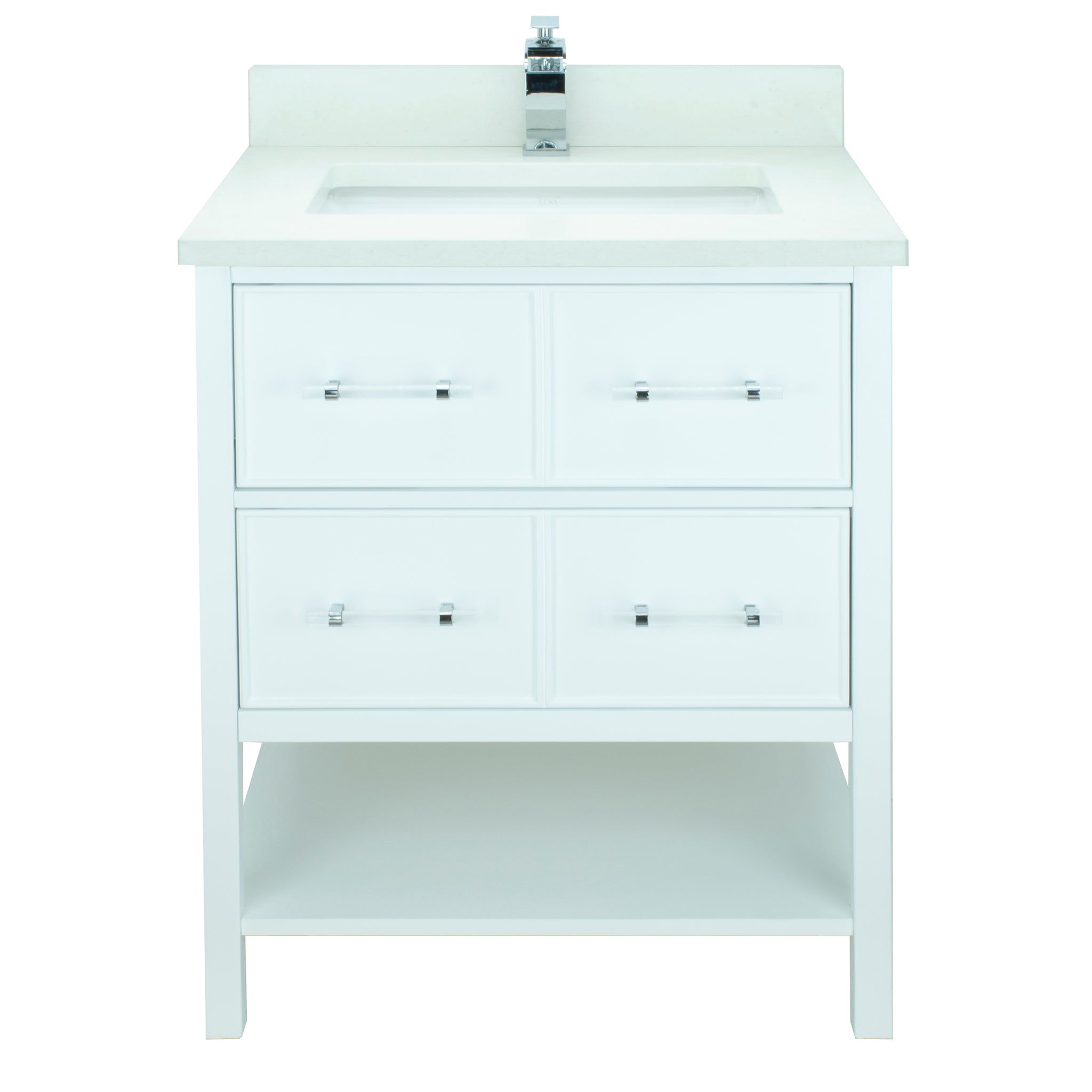 30" White Gemma Vanity with Carrera Quartz