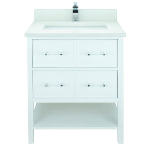 30" White Gemma Vanity with Carrera Quartz