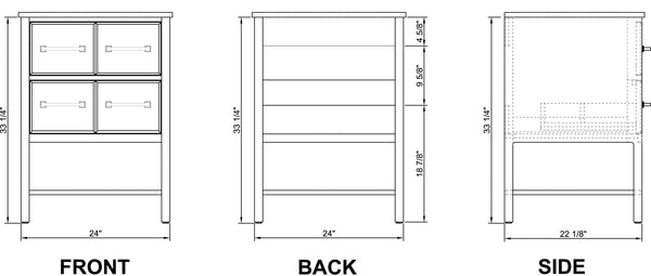 24" BATHROOM WHITE VANITY WITH CARRERA QUARTZ TOP, SINK AND FAUCET