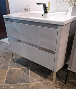 VANITY 32" GREY GLOSSY with ceramic top and faucet. Price $ 850