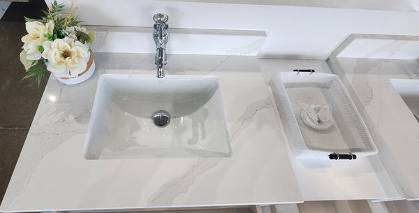75" Vanity Set: Gemma with Quartz tops/Sinks/Faucets/Bridge
