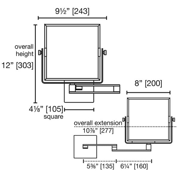 Non-Lit Wallmount Swing Mirror 2025