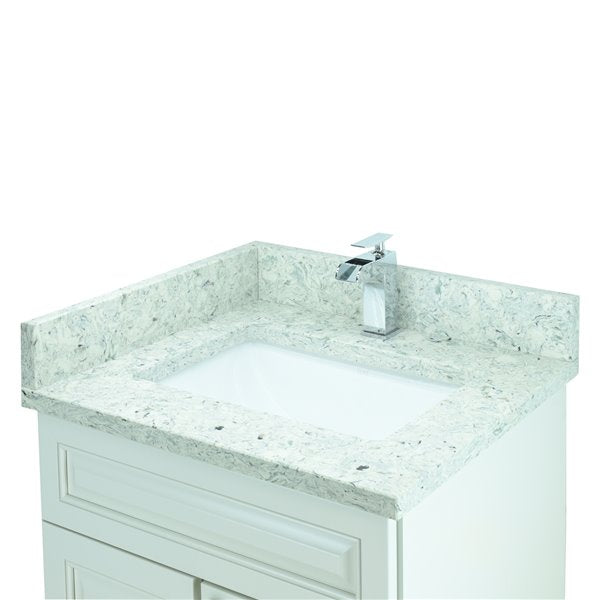 24" Antique White Damian Vanity with Topaz Quartz