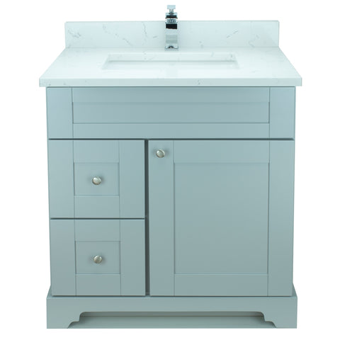 30" Grey Damian Vanity with Carrera Quartz