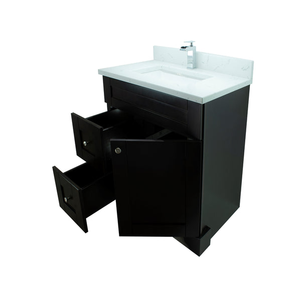 24" Espresso Damian Vanity with Carrera Quartz