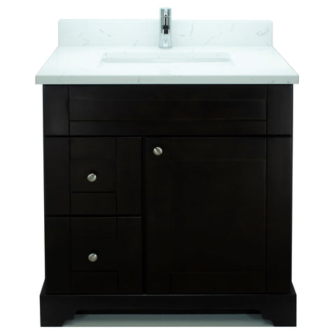 30" Espresso Damian Vanity with Carrera Quartz