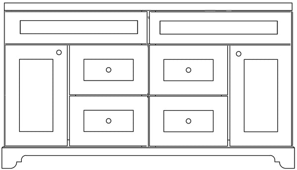 60" White Damian Vanity with Milky Way Quartz