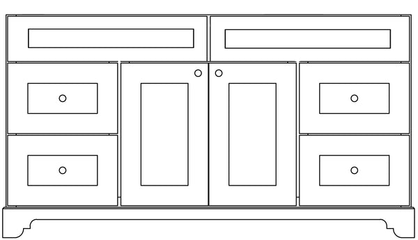 60" White Damian Vanity with Milky Way Quartz