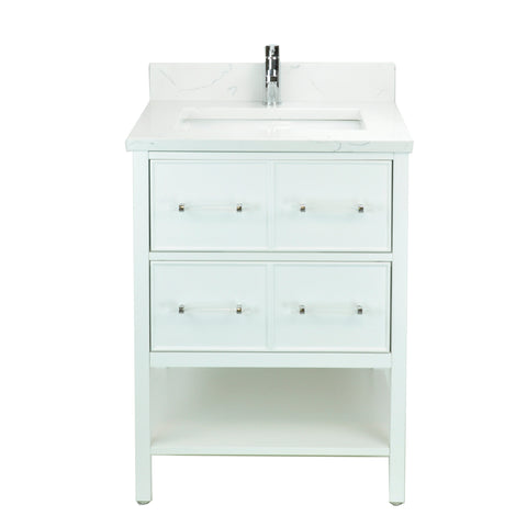 24" White Gemma Vanity with Carrera Quartz