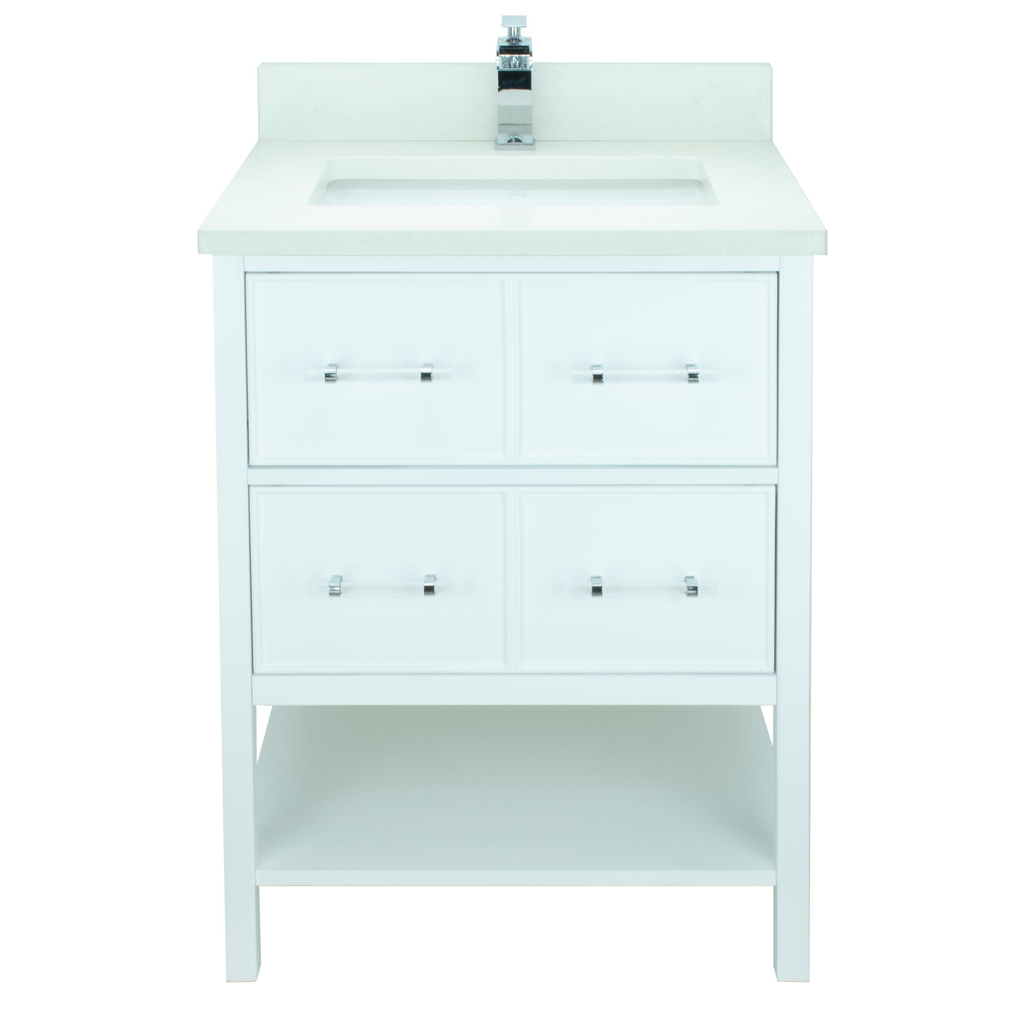 24" White Gemma Vanity with Silk White Quartz