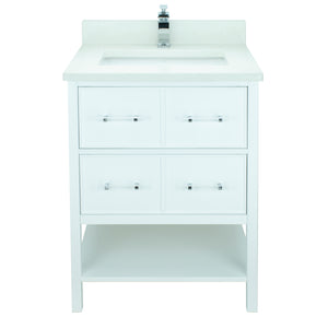 24" White Gemma Vanity with Silk White Quartz