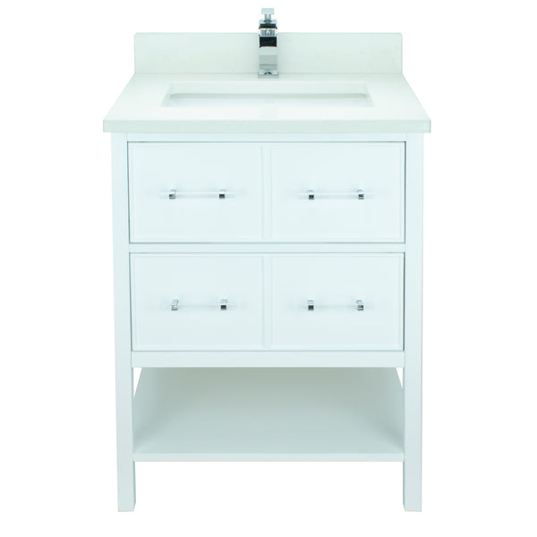 24" White Gemma Vanity with Silk White Quartz