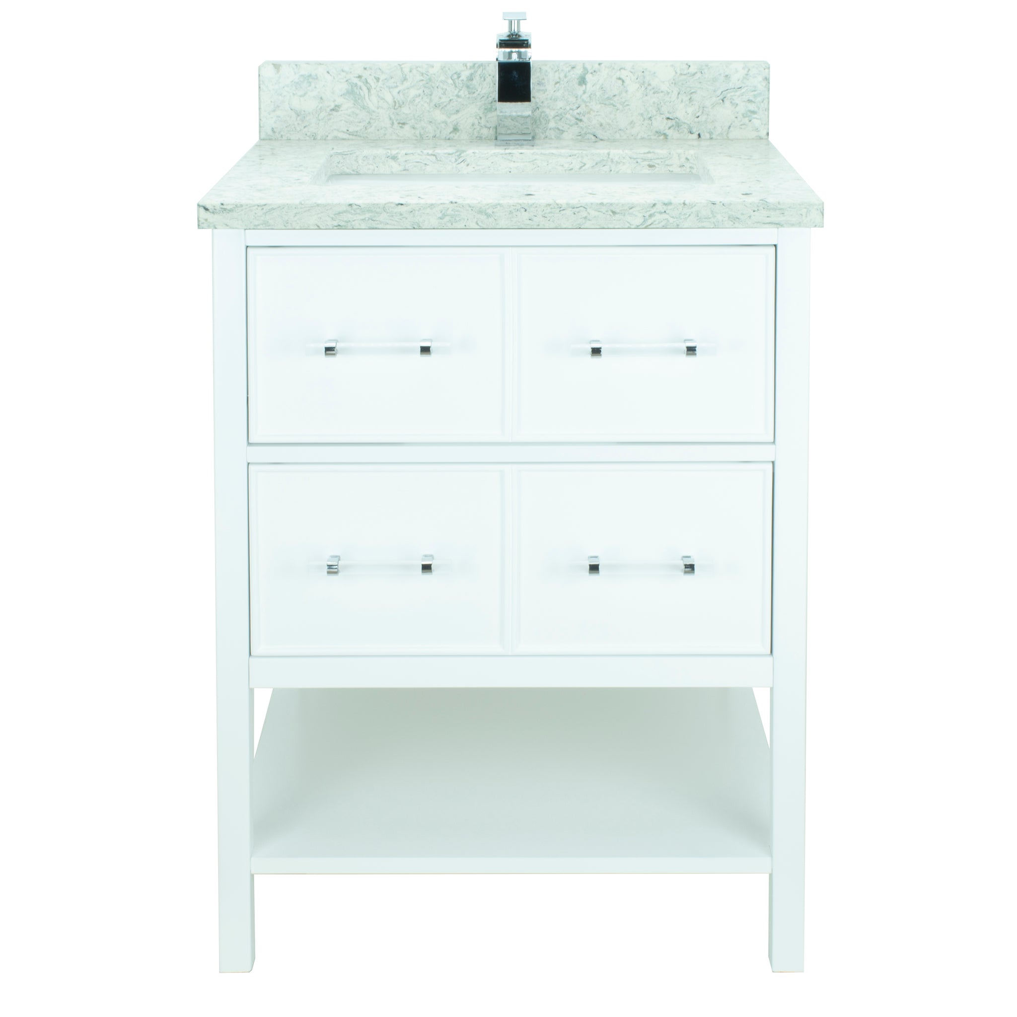 24" White Gemma Vanity with Topaz Quartz