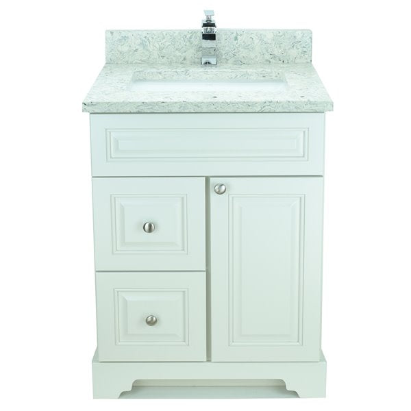 24" Antique White Damian Vanity with Topaz Quartz