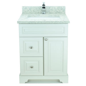 24" Antique White Damian Vanity with Topaz Quartz