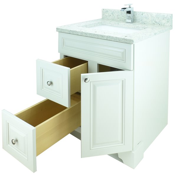 24" Antique White Damian Vanity with Topaz Quartz