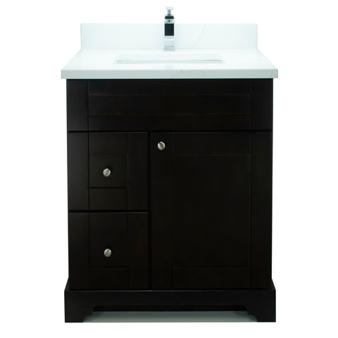 24" Espresso Damian Vanity with Classique Calcutta Quartz