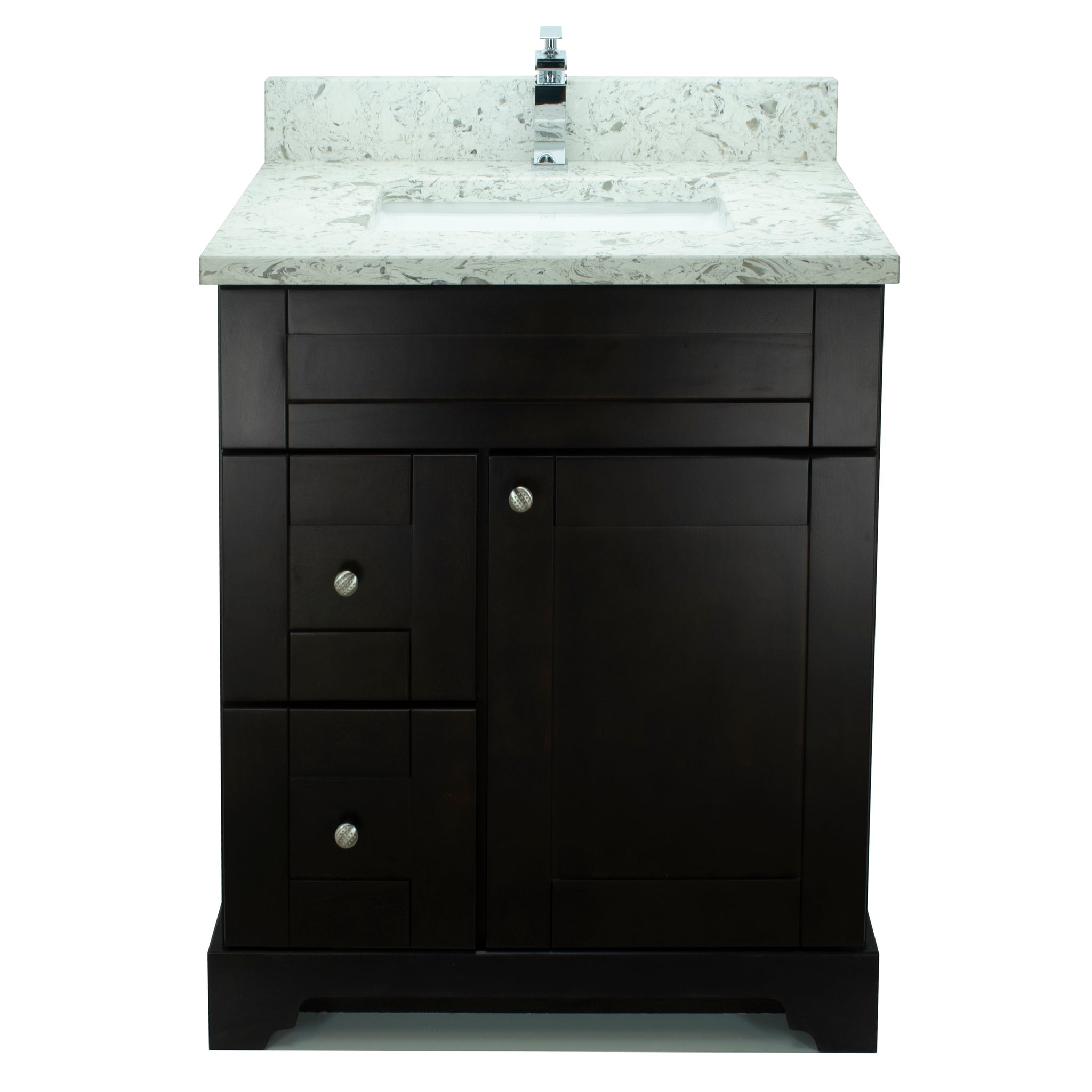 24" Espresso Damian Vanity with Milk Way Quartz