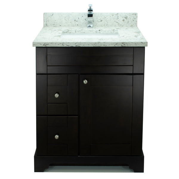 24" Espresso Damian Vanity with Milk Way Quartz