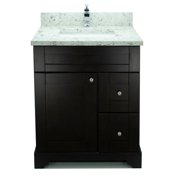 24" Espresso Damian Vanity with Milk Way Quartz