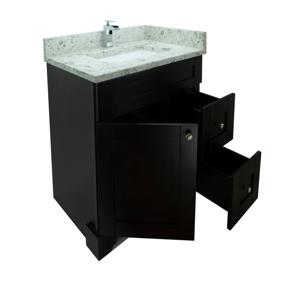 24" Espresso Damian Vanity with Milk Way Quartz