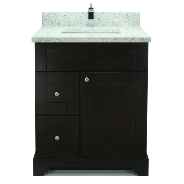 24" Espresso Damian Vanity with Topaz Quartz