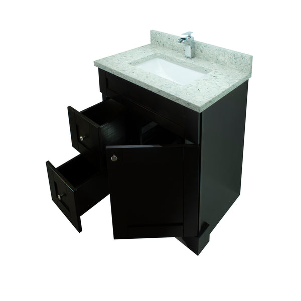 24" Espresso Damian Vanity with Topaz Quartz