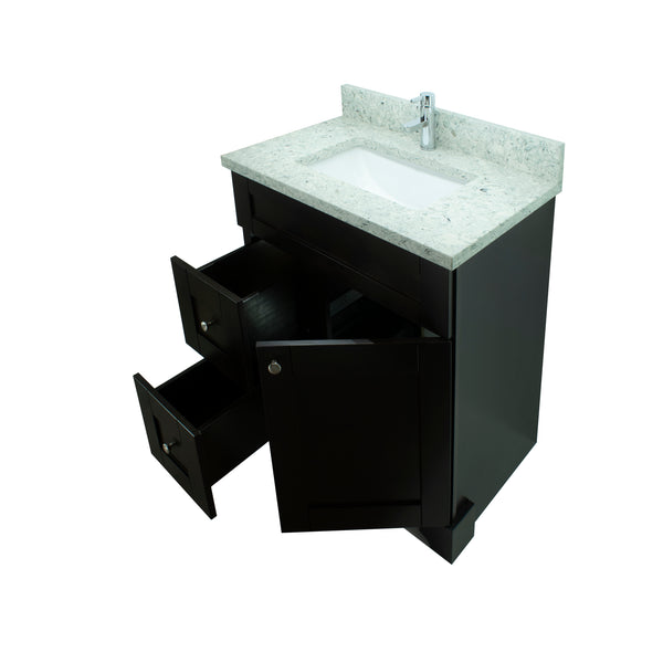 24" Espresso Damian Vanity with Topaz Quartz