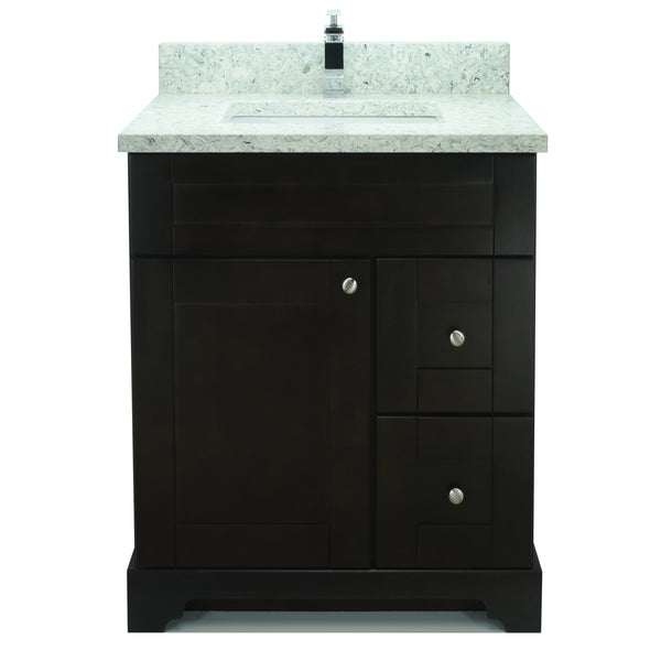 24" Espresso Damian Vanity with Topaz Quartz