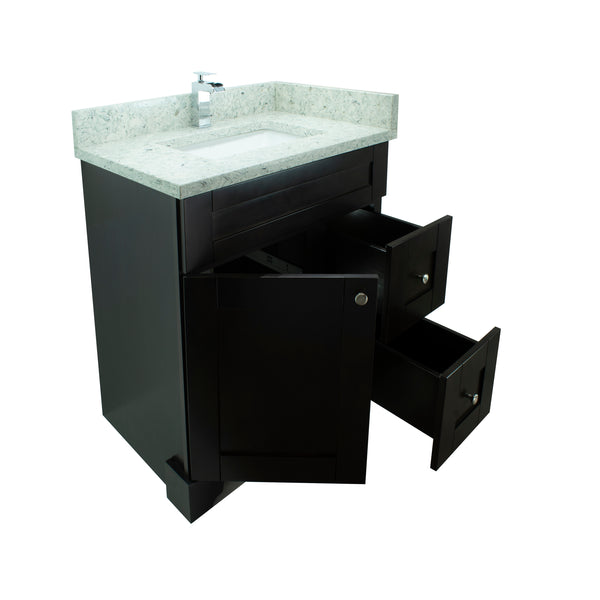 24" Espresso Damian Vanity with Topaz Quartz