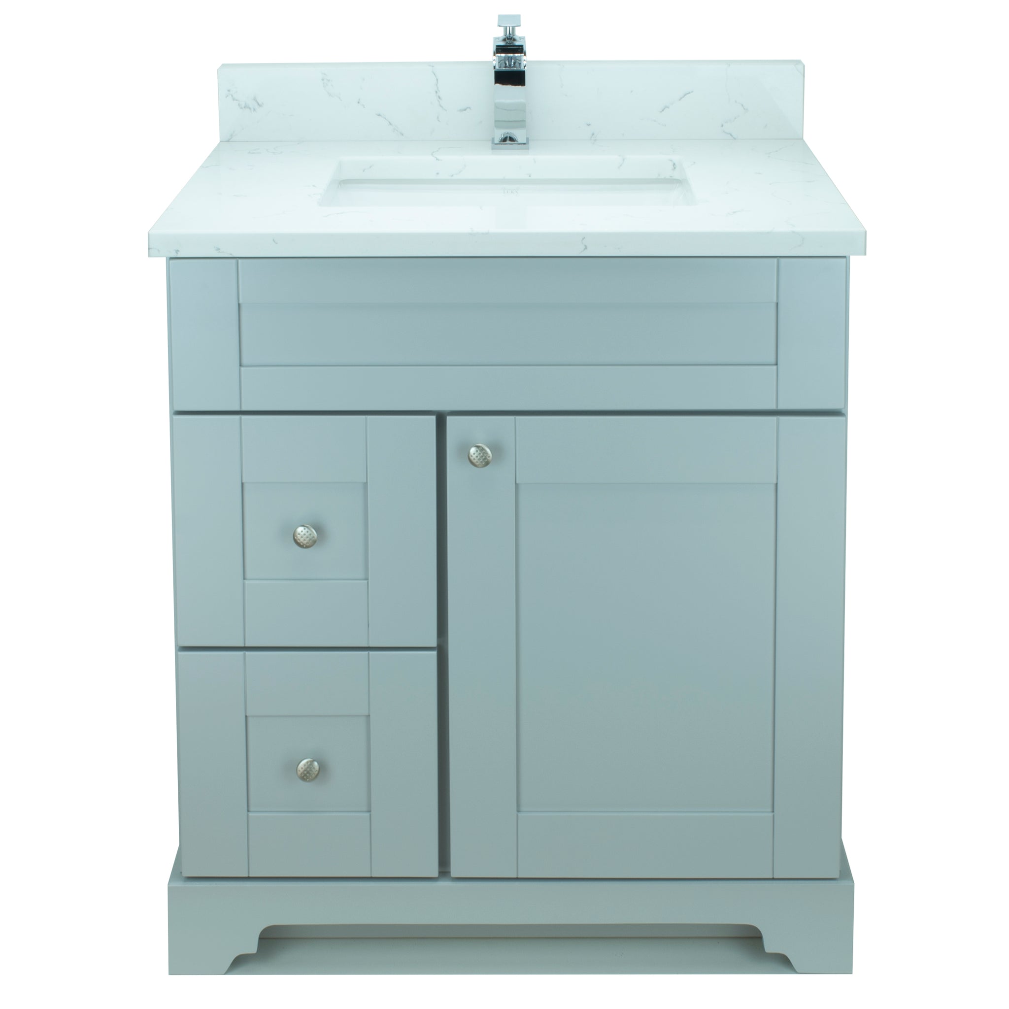 24" Grey Damian Vanity with Carrera Quartz