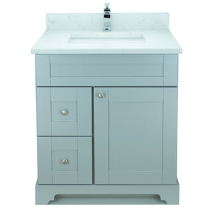 24" Grey Damian Vanity with Carrera Quartz