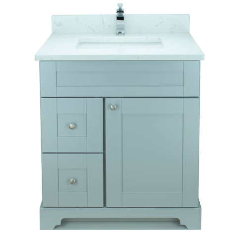 24" Grey Damian Vanity with Carrera Quartz
