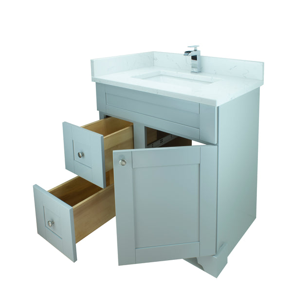 24" Grey Damian Vanity with Carrera Quartz