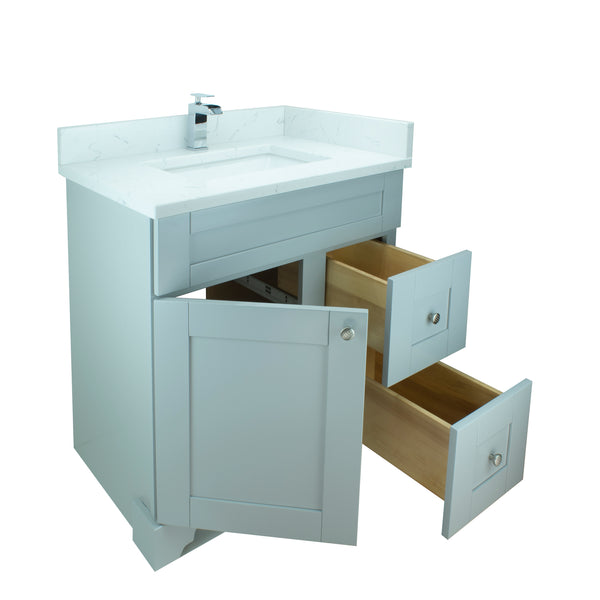 24" Grey Damian Vanity with Carrera Quartz