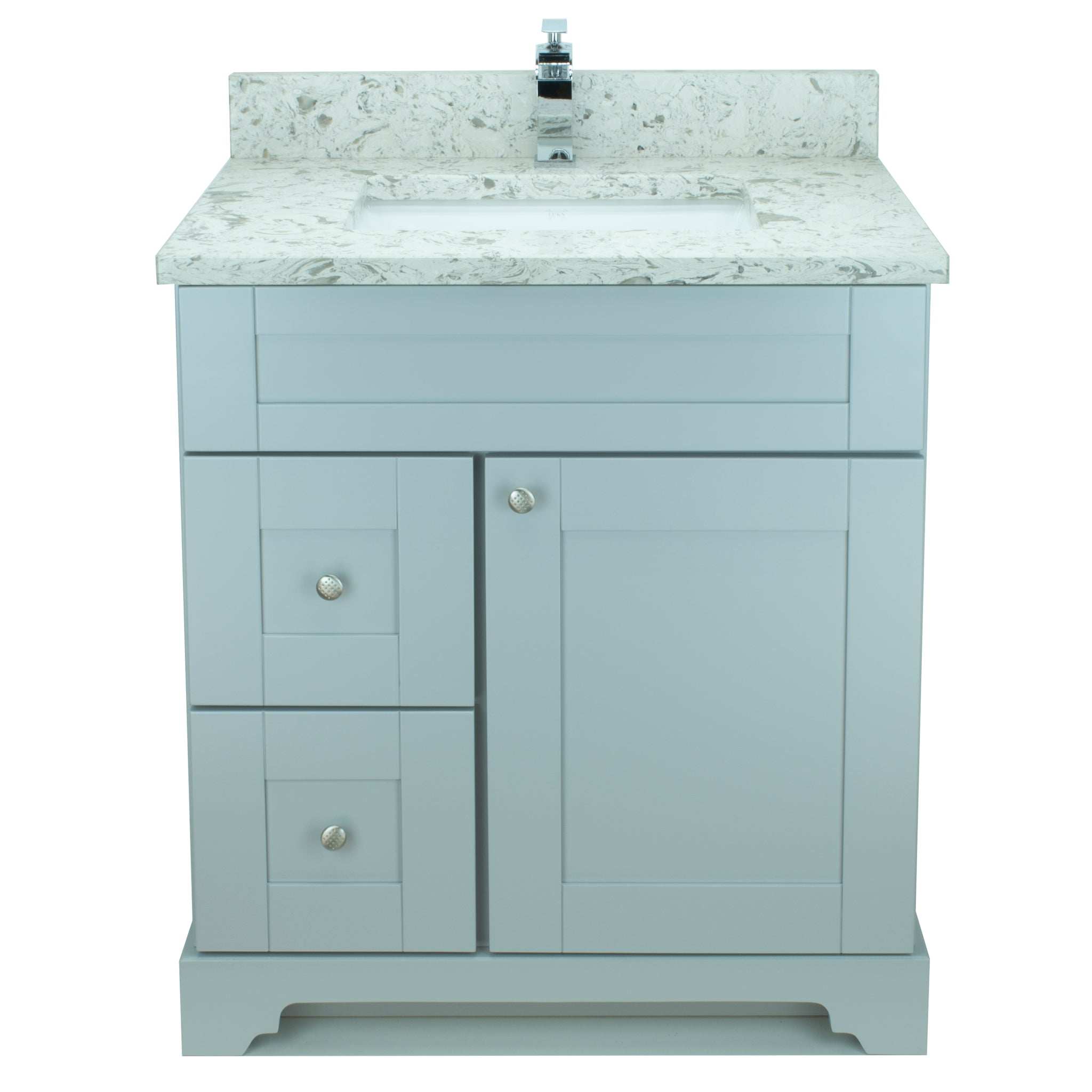 24" Grey Damian Vanity with Milk Way Quartz