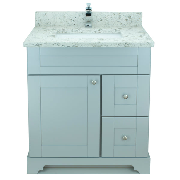 24" Grey Damian Vanity with Milk Way Quartz