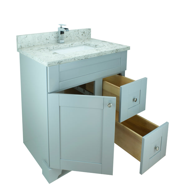 24" Grey Damian Vanity with Milk Way Quartz