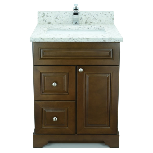 24" Royalwood Damian Vanity with Milk Way Quartz