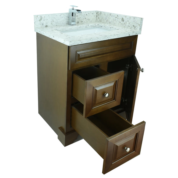 24" Royalwood Damian Vanity with Milk Way Quartz