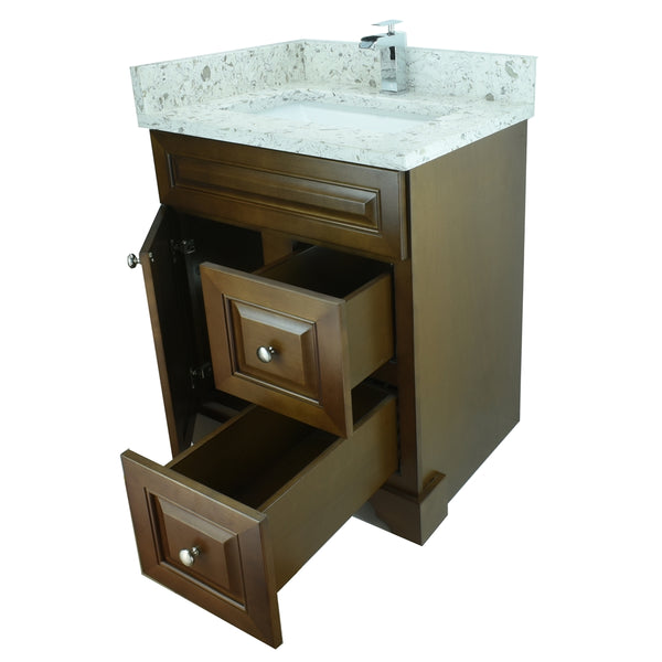 24" Royalwood Damian Vanity with Milk Way Quartz