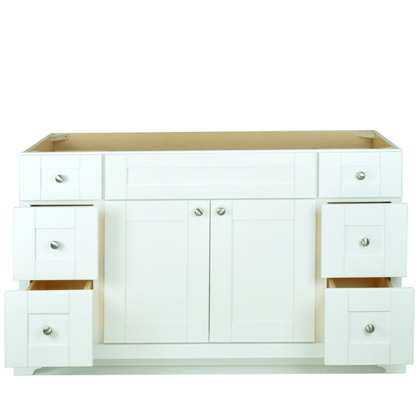 60" White Damian Vanity with Milky Way Quartz