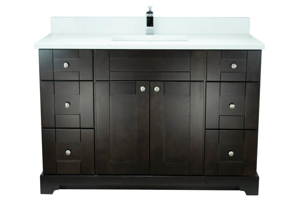 48" Espresso Damian Vanity with Carrera Quartz