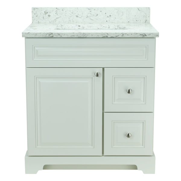 30" Antique White Damian Vanity with Milky Way Quartz