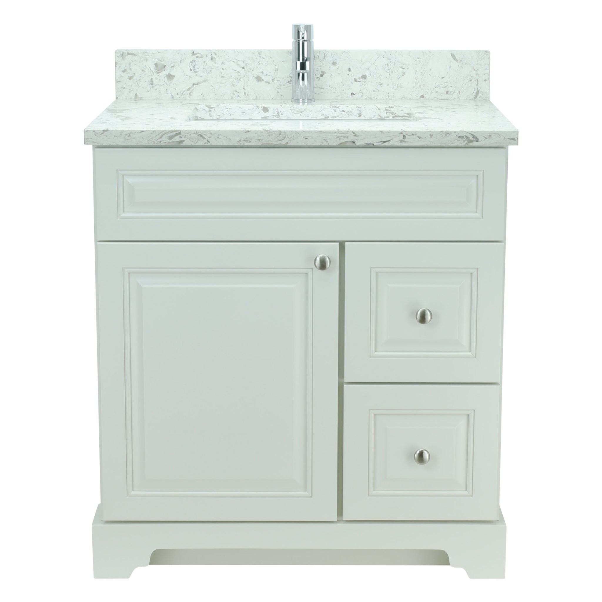 30" Antique White Damian Vanity with Milky Way Quartz