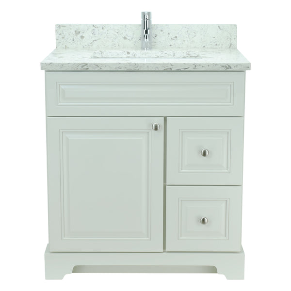 24" Antique White Damian Vanity with Milk Way Quartz