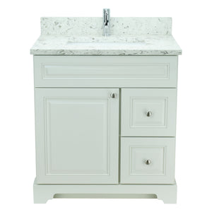 36" Antique White Damian Vanity with Milky Way Quartz